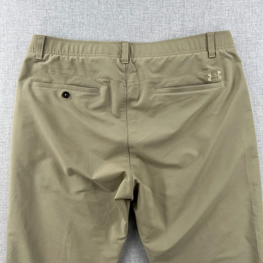 Under Armour Match Play Mens 38x30 Khaki Tan Performance Golf Pants Stretch Tech